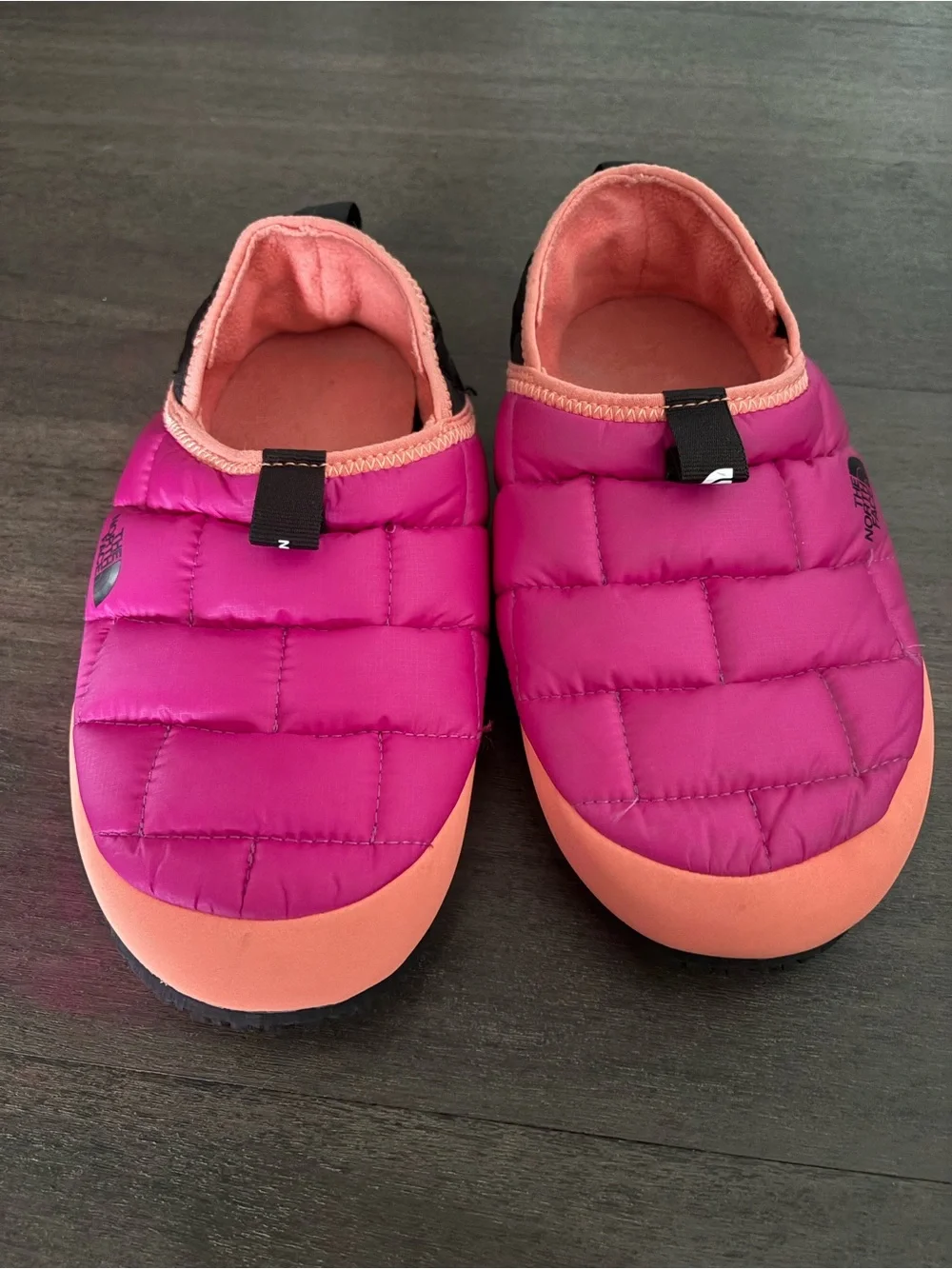 The North Face Kids' Pink Insulated Slip-On Shoes size 3 girls.